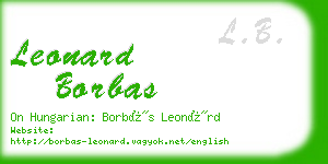 leonard borbas business card